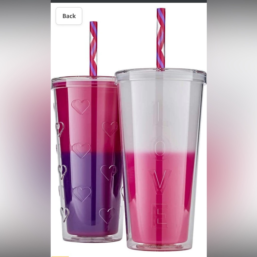 Parker Lane Color Change Set‎ Of 2 Double Wall Tumblers With 4 Reusable Straws